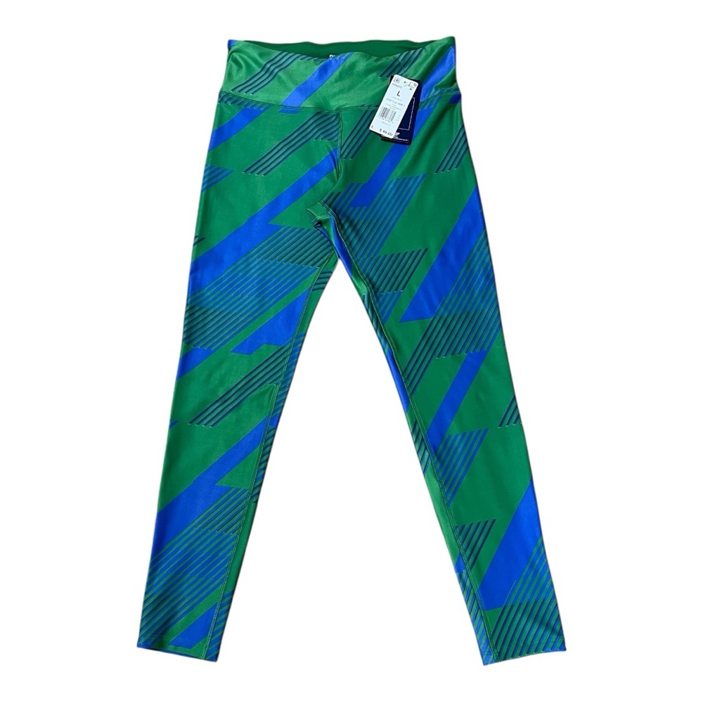 Reebok Vibrant Green and Blue Abstract Leggings
